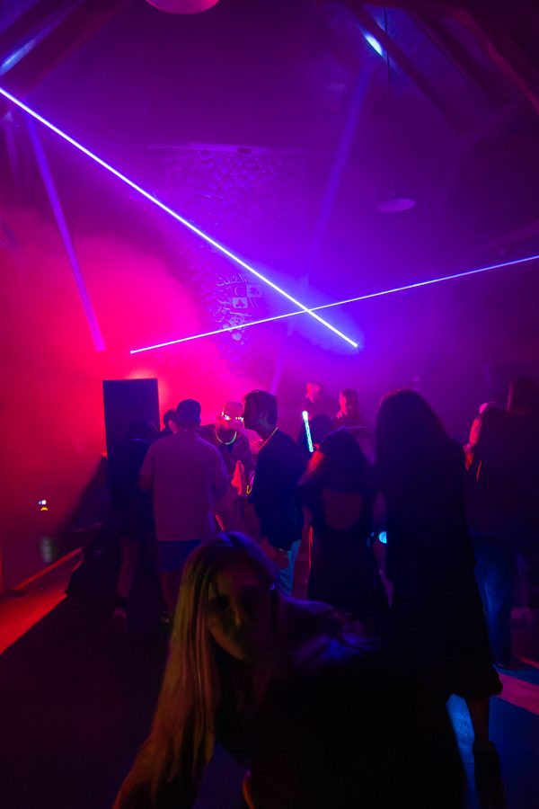 black label radio — lasers crossing the room