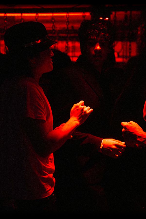 black label radio — the floor talking under the red chains